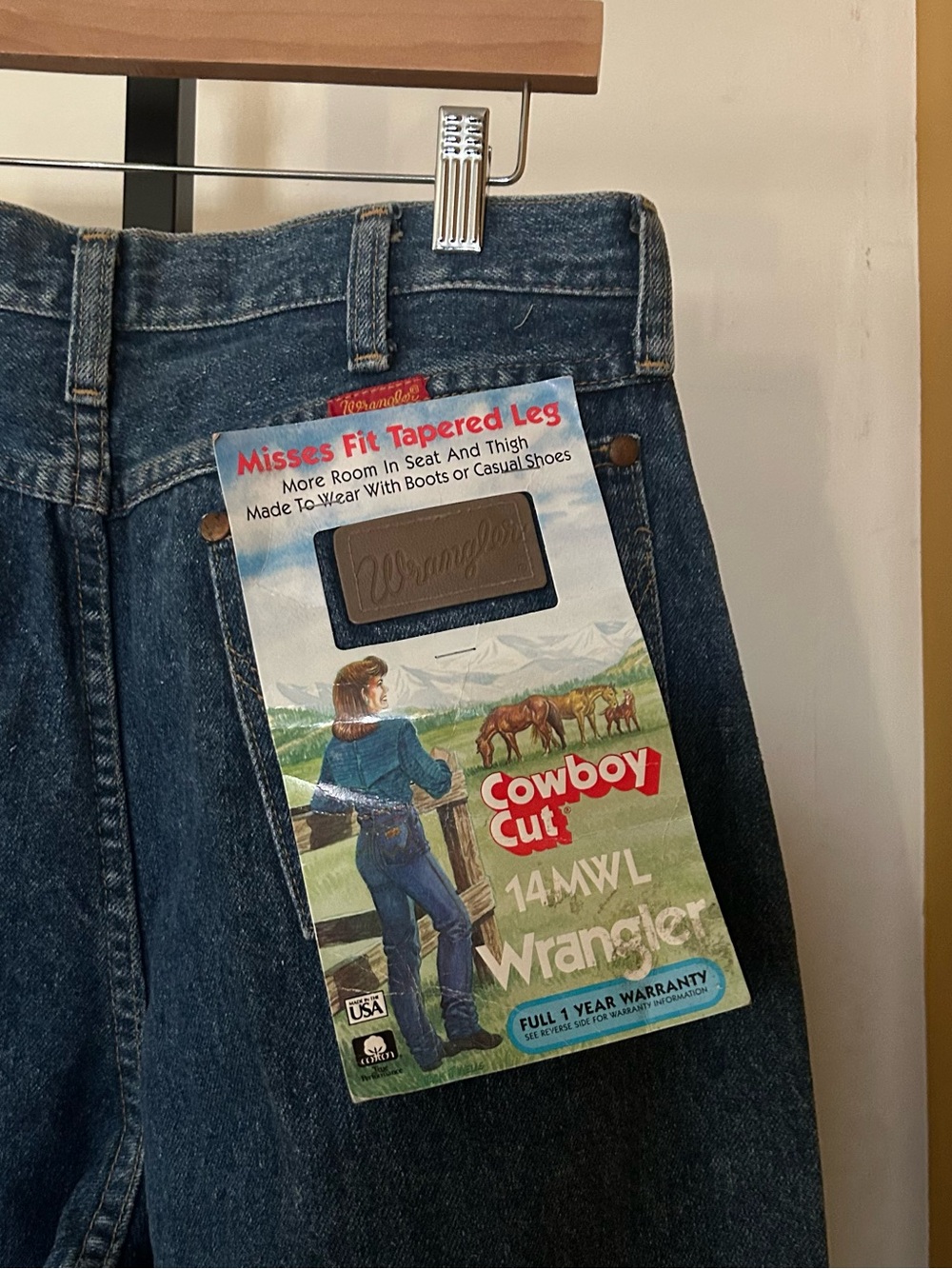 Vintage 90s Wrangler Cowboy Cut Tapered Leg Jeans Blue Denim USA NEW Deadstock